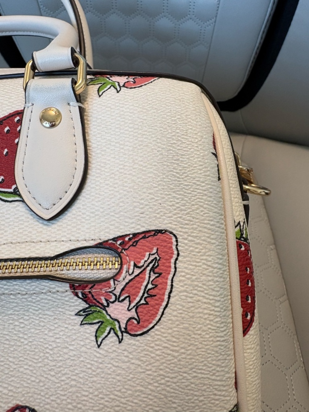 COACH Outlet Rowan Satchel in Strawberry/Chalk - Picture 6 of 16
